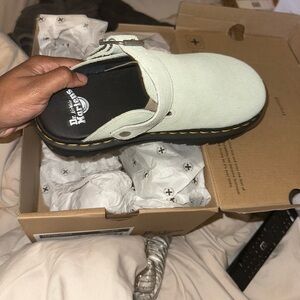 Dr. Martens Sage Green Suede Mules
